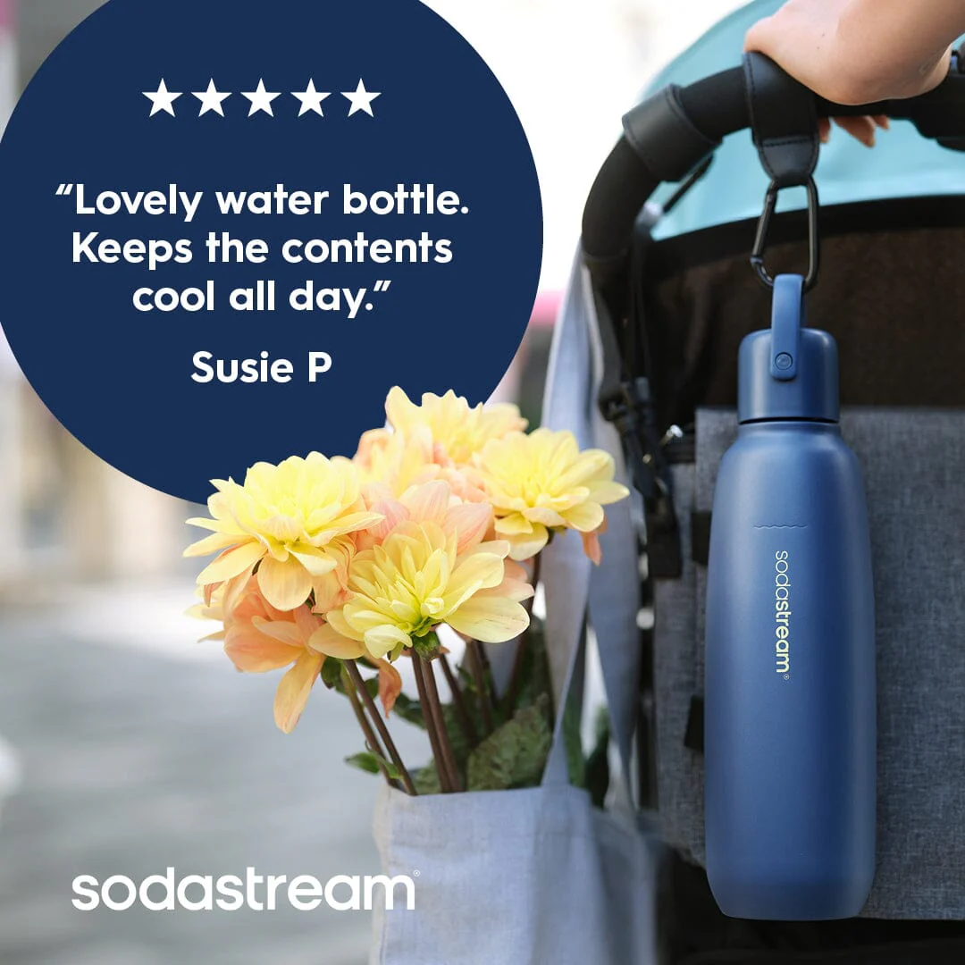 Sodastream Fizz & Go® Insulated Stainless Steel Sparkling Water Bottle Storm Blue 0.9L - Image 5