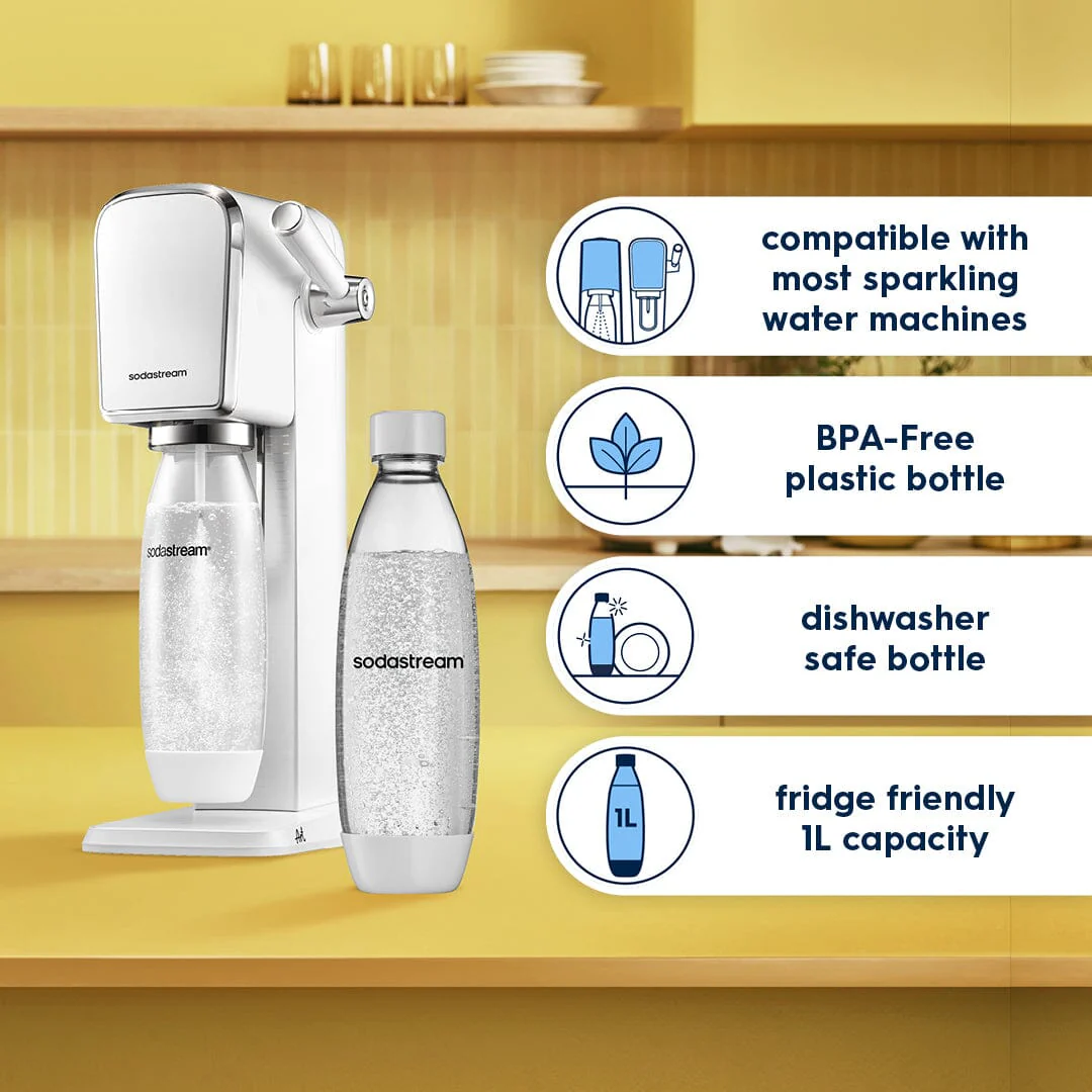 Sodastream Slim Sparkling Water Bottle Twin Pack White 1L - Image 3