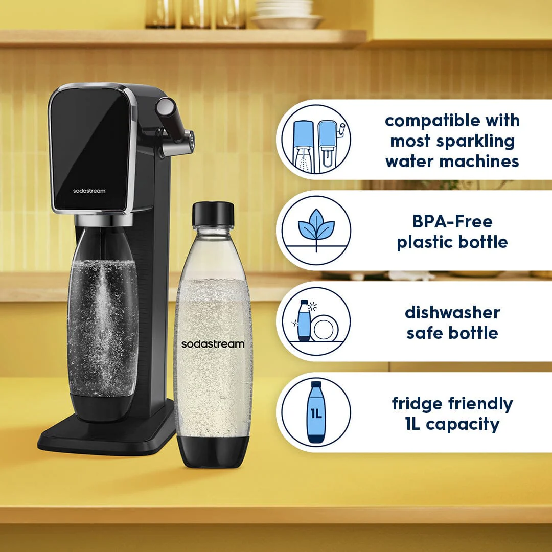 Sodastream Slim Sparkling Water Bottle Twin Pack Black 1L - Image 3