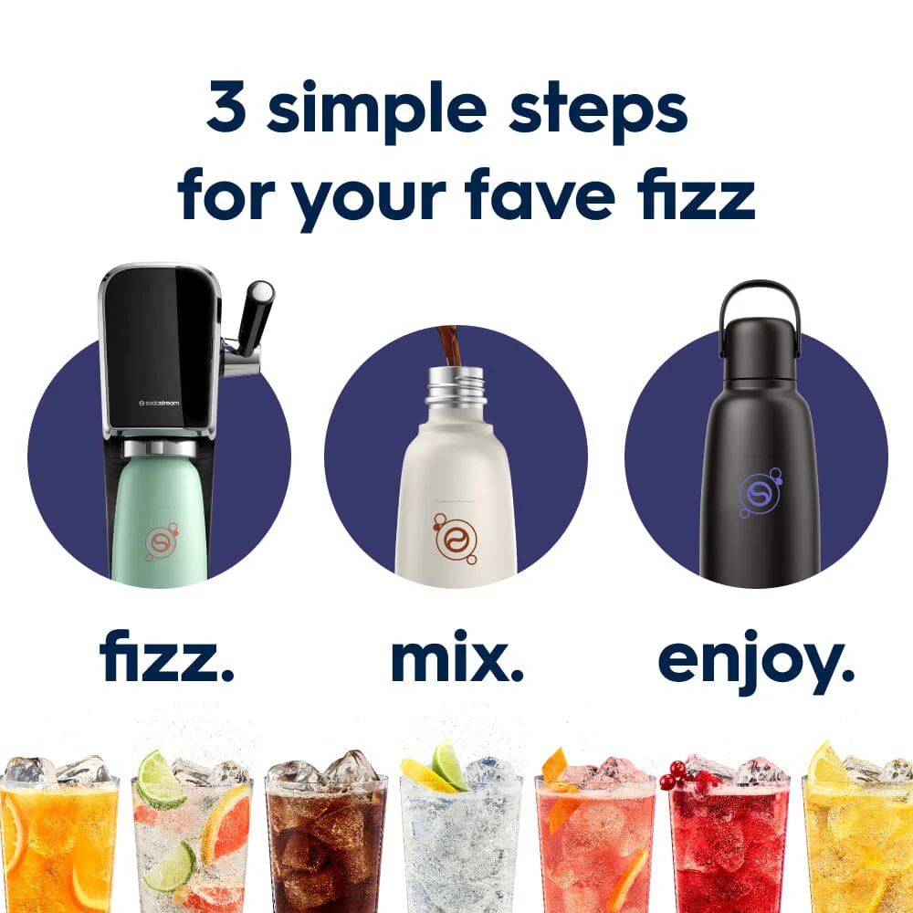 Sodastream Fizz & Go® Insulated Stainless Steel Sparkling Water Bottle Black 0.9L - Image 6