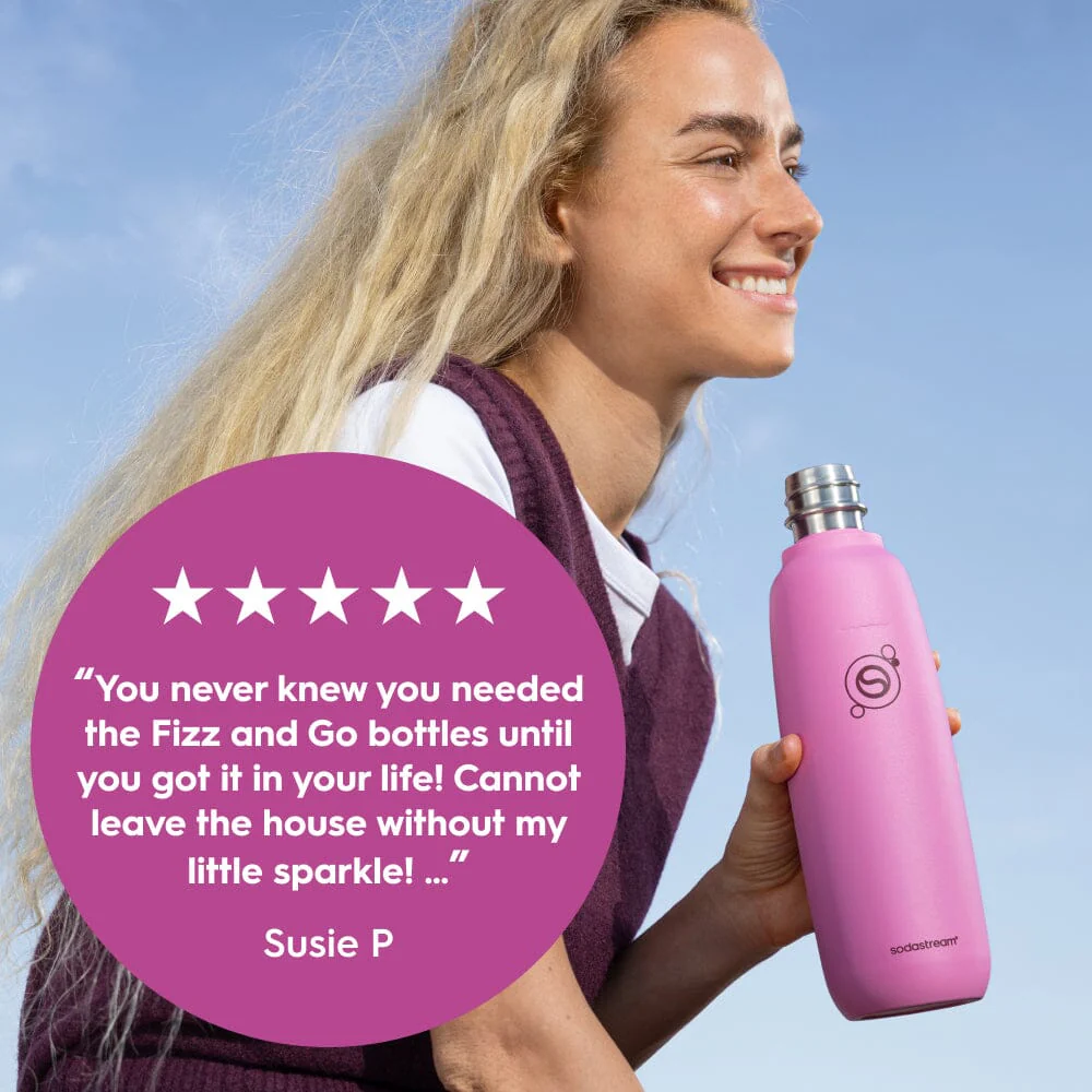 Sodastream Fizz & Go® Insulated Stainless Steel Sparkling Water Bottle Guava 0.9L - Image 4