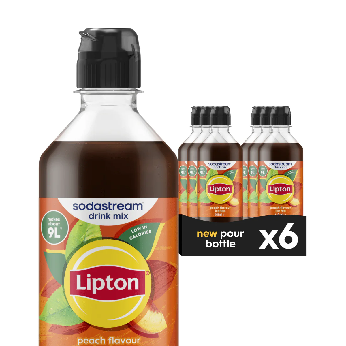 Sodastream Lipton Ice Tea Peach 6 Pack Syrup Drink Mix 440ml